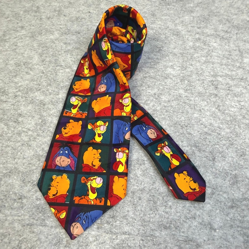 Disney Winnie the Pooh Tigger Eeyore Mens Necktie Multi Color Character Tie